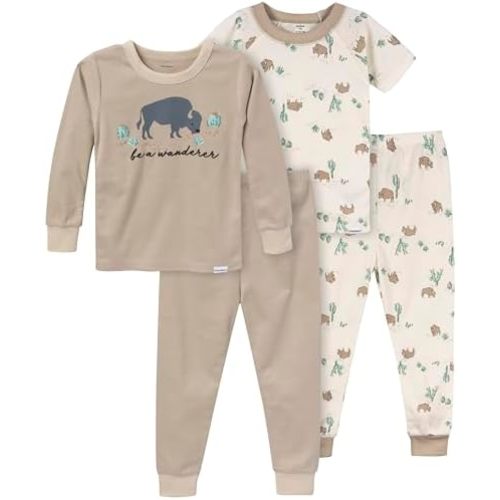Gerber Baby Boys' Toddler Snug Fit 4-Piece Pajama Set