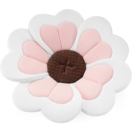 PandaEar Baby Bath Pad for Infant Newborn, Bath Baby Bath Seat to Toddler 0 to 6 Months and Up Soft Flower Petals for Sink Bathtub Essentials Shower Gift (Pink Heart)