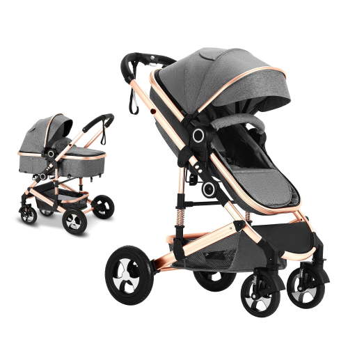 AILEEKISS 3-in-1 Convertible Baby Stroller, Folding Newborn Stroller with Big Seat, 21LB, Rose Gold