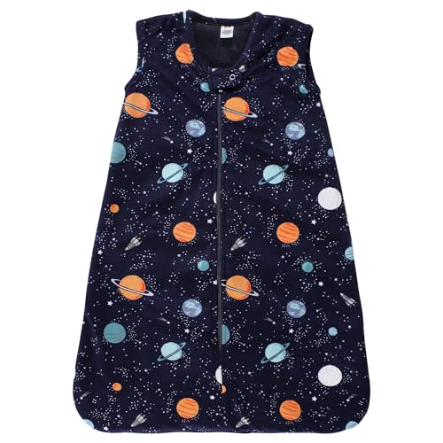 Hudson Baby Unisex Baby Plush Faux Fur Sleeping Bag, Wearable Blanket, Space, 6-12 Months