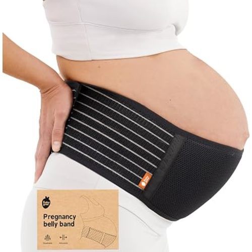 Pregnancy Belly Band - Breathable & Lightweight Belly Bands for Pregnant Women, Maternity Belly Band with Velcro Side Fastener & Adjustable Compression from 27.5 to 55 inches (M/L)