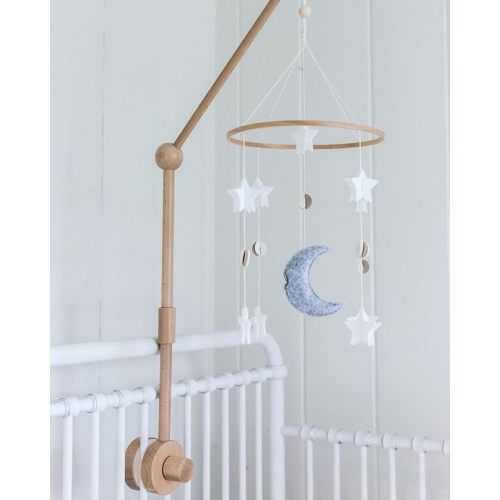 Wooden Baby Crib Mobile Arm - Baby Mobile Holder Arm (31 inch, 100% Natural Beech Wood) - Strong Anti Slip Attachment - Nursery Décor
