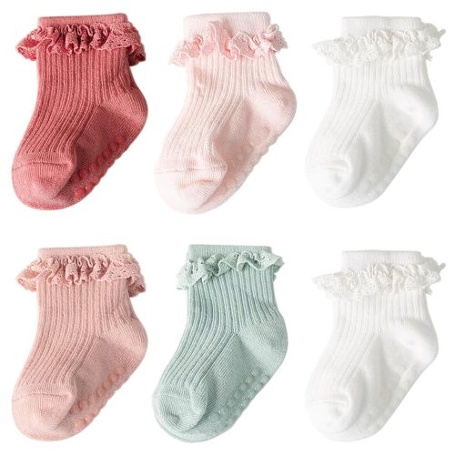Amazon.com: DRESHOW BQUBO Baby Girls Toddler Anti Slip Socks - Cute Frilly Ruffle Grip Ankle Socks for Infant Toddler Girls 0-3 Years : Clothing, Shoes & Jewelry
