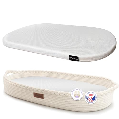 Yunioo Baby Changing Basket, Portable Diaper Changing Pad, Moses Basket for Newborns, Changing Table Topper for Baby Nursery, Waterproof Travel Pad Cover