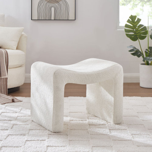 Demacio 21.63" Wide Standard Ottoman - White Boucle