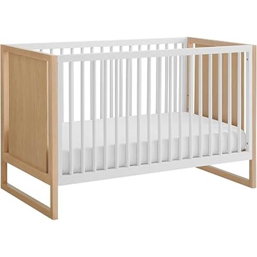 Nurture& The Crib - Baby, Toddler Convertible Crib | Sustainable Non-Toxic Materials | 3 Adjustable Heights - Grows with Your Baby (Toddler Guardrail NOT Included, Natural)