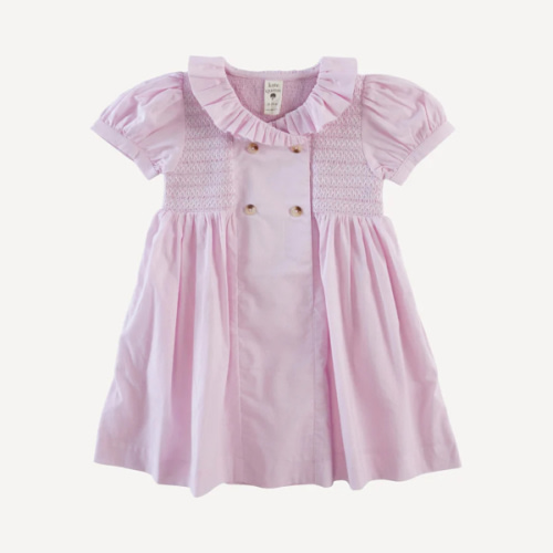 roo smocked dress | pink | organic cotton woven
