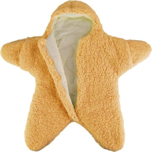 Petyoung Baby Wearable Sleeping Bag Cute Starfish Design, Newborn Infant Fleece Cashmere Cotton Swaddle Blanket Stroller Wrap for 0-6 Months Baby Boys Girls