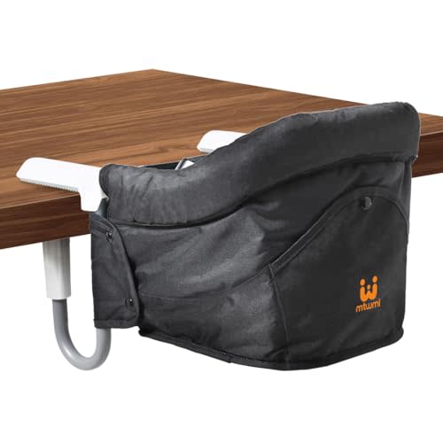MTWML Portable High Chair for Table,Hook On High Chair That Attaches to Table,Space Saver Clip On Counter Seat for Baby,Easy Clean Baby Feeding Clamp Seat with Carry Bag for Travel(Pure-Black)