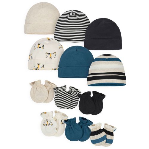 Onesies Brand Infant Bundle: Baby Boy Caps and Mittens Set, 12-Pack, 0/6 Months