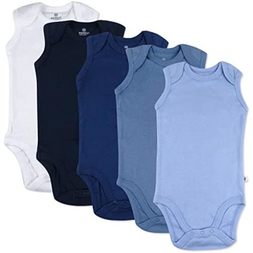 HonestBaby Unisex Baby 100% Organic Cotton Sleeveless One-Piece Bodysuits