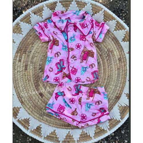 Cowgirl pj shorts set