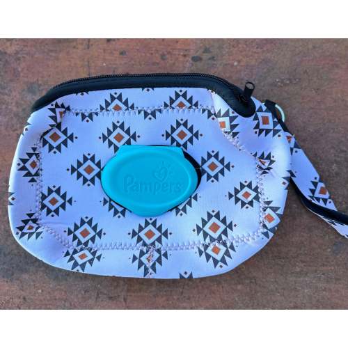 White Aztec baby wipes case