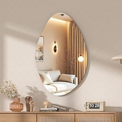 Hasipu Irregular Wall Mirror - 31"x20" Asymmetrical Frameless Mirror, Modern Decorative Mirrors for Living Room, Entryway, Hallway, Bathroom, Bedroom,Wall Mounted Home Decor