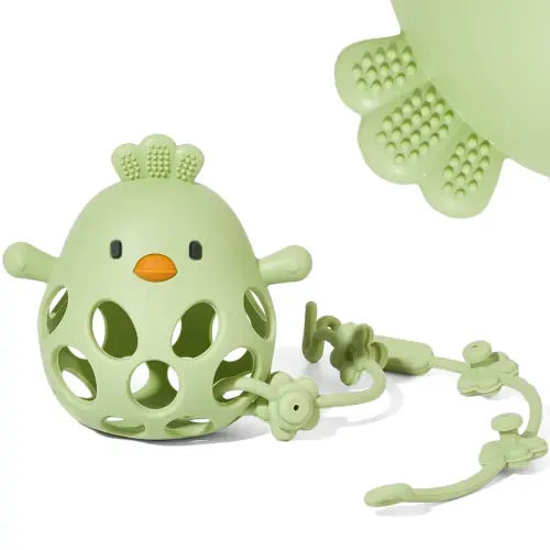 Baby Teething Toy with A Toy Strap for Babies 0-6 6-12 Months, Food-Grade Silicone Teething Mitten, Easy to Hold Hollow Design, Anti Dropping Wrist Hand Teethers, Baby Chew Toys for Sucking Needs