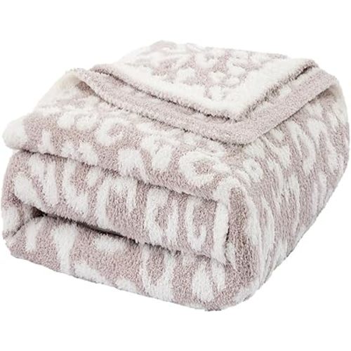 Mokoya Super Soft Blanket Cheetah Print 50"x70", Lightweight Fluffy Throw Blanket for Couch, Bed, Fuzzy Plush Knit Blanket, Modern Aesthetic Cozy Blanket, Gifts for Women, Mom, Girls, Taupe Grey