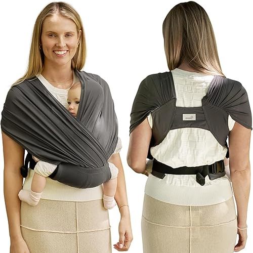 GROWNSY Comfy-Air Breathable Baby Carrier Newborn, 2-in-1 Mesh Baby Wraps Carrier for 7-35lbs, T-Webbing Zone Support, Ergonomic and Lightweight, Dark Grey
