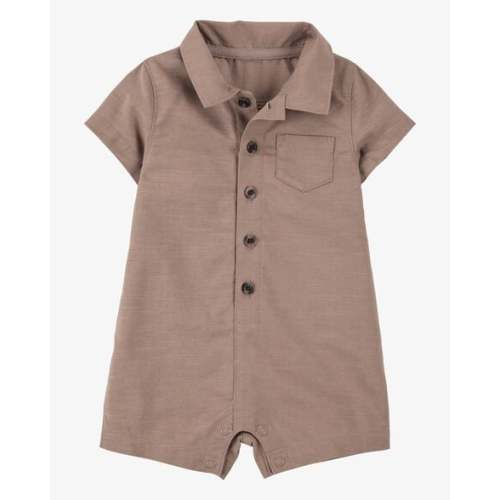 Baby Button-Down Polo Romper - Brown - Carter's | Carter's