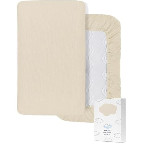 Beige Crib Sheets for Boys, Neutral Crib Sheet for Standard Crib Mattress, Fitted Baby Girl Toddler Bed Sheets 28" x 52" (46C-11)