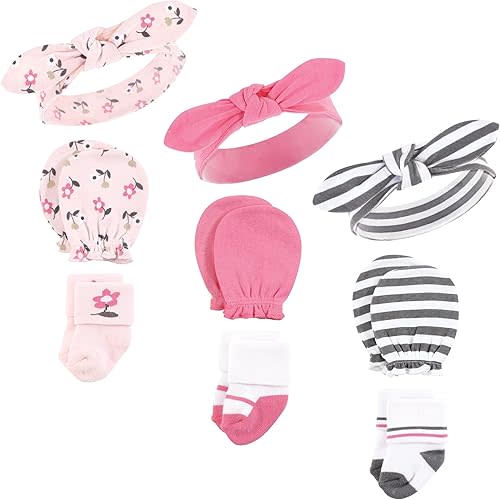 Hudson Baby baby-girls Caps, Mittens and Socks Set