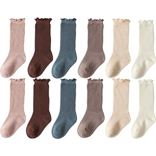 FYLuoke Baby Knee High Stockings Socks Girls Newborn Infants Long Socks Boys Toddlers Ruffled Socks