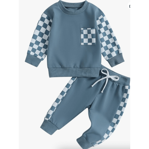 Toddler Baby Boy Fall Winter Outfit Contrast Color Long Sleeve Sweatshirts Stretch Jogger Pants Newborn Clothes Set