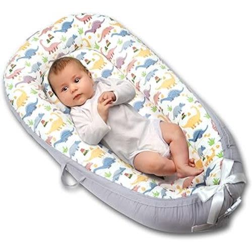 Baby Lounger for Newborn Cover - Newborn Lounger for 0-12 Months, Breathable & Portable Infant Lounger - Adjustable Cotton Soft Baby Floor Seat for Travel, Newborn Essentials -Classics Dinosaur…