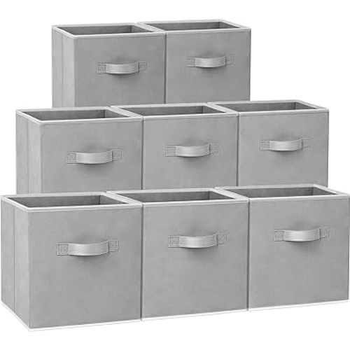 Criusia Cubos de almacenamiento – Contenedores de almacenamiento de tela resistente de 11 pulgadas para estantes, armario, organizador de cubos, paquete de 8 cubos plegables para organizar ropa,