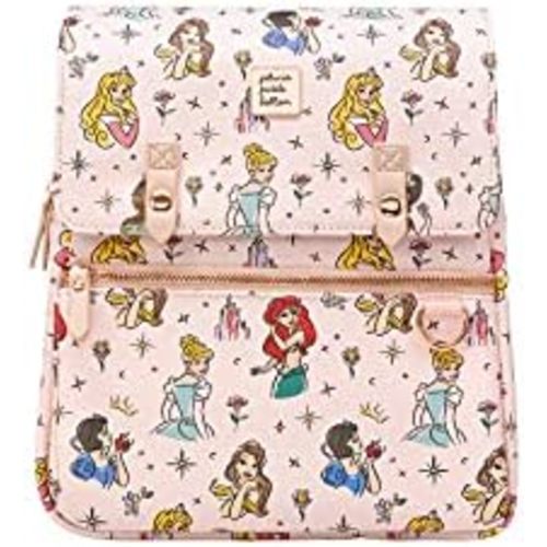 Petunia Pickle Bottom Disney Princess Backpack, Laptop Sized, Coated Cotton Canvas, Adjustable Straps, Grab Handle, Water Resistant Interior Lining