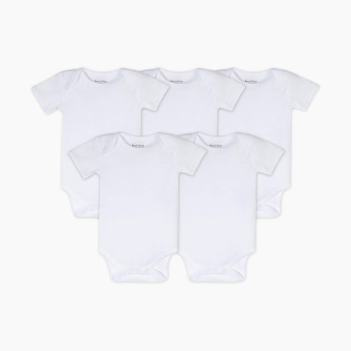 Burt's Bees Baby Organic Short Sleeve Bodysuit (5 Pack) - Cloud, 0-3 M