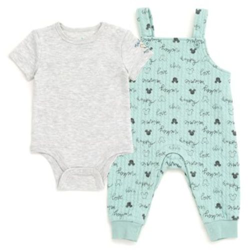 Disney Minnie Mouse Infant Baby Girls Bodysuit and Overall Outfit Set Pink 24 Months