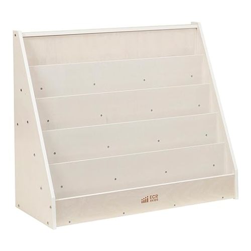 ECR4Kids Single-Sided Book Display, Classroom Bookshelf, White Wash