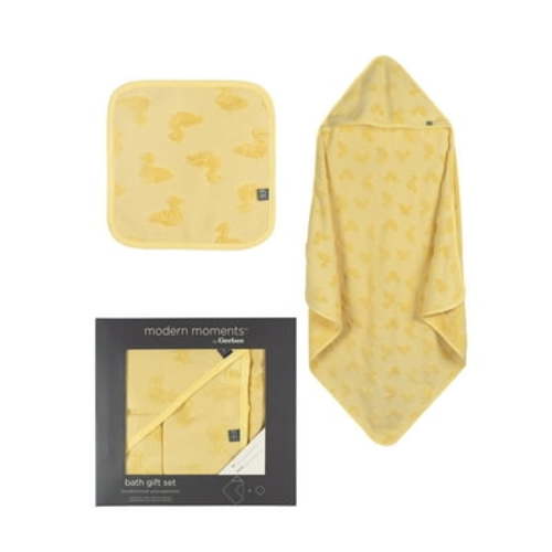 Modern Moments By Gerber Gender Neutral Hooded Towel and Washcloth Gift Set, 2-Piece, One Size