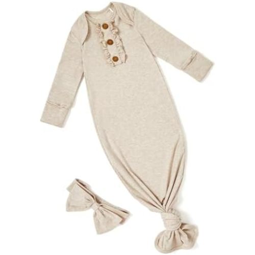 PATPAT Tencel & Wool Blend Baby Sleeper Gown for Newborn Boy Girl Infant, Knotted Sleep Sack as Premium Gift for Baby