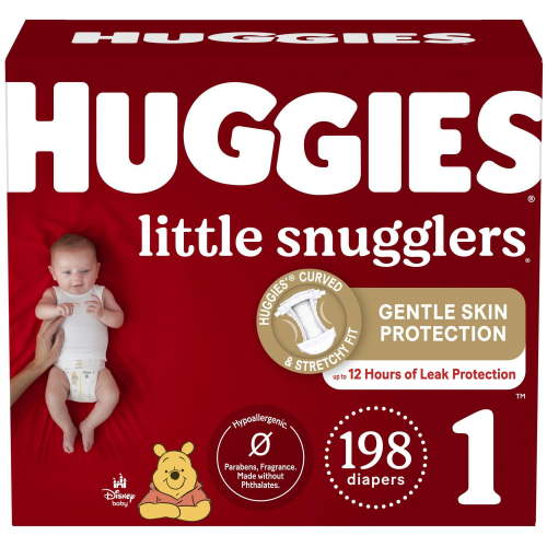 Couches pour bébés Huggies Little Snugglers, Emballage Econo, Tailles: 1-6 Tailles: 1-6 | 198-96 Unités