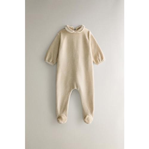 CHILDREN'S STRIPED FOOTED ROMPER - Sand | ZARA United States