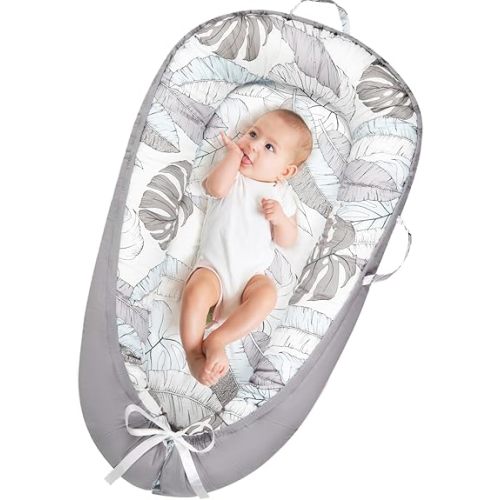 Baby Lounger for Newborn- Baby Nest Cover Co Sleeping for Baby 0-24 Months, Breathable Portable Infant Nest - Adjustable Cotton Soft Baby Floor Seat for Travel, Newborn Essentials Gifts
