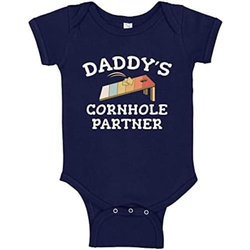 Daddy's Cornhole Partner Cornhole Baby Bodysuit One Piece or Toddler T-Shirt Bean Bag Toss Gift