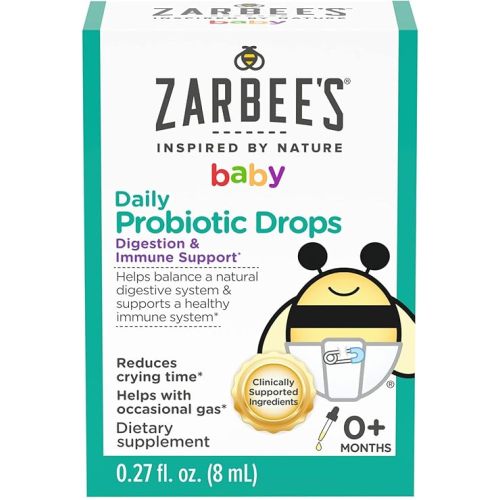 Zarbee's Baby Probiotic Drops, Daily Digestive + Immune Support, Newborn Infants & Up, 0.27 Fl Oz