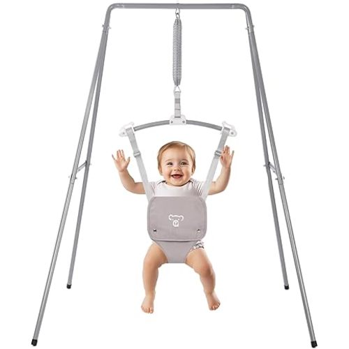 G TALECO GEAR Baby Jumper with Stand, Baby Jumpers and Bouncers, Baby Exerciser Suitable for 6-24 Months, Easy to Assemble & Store Jumper for Baby (Grey)