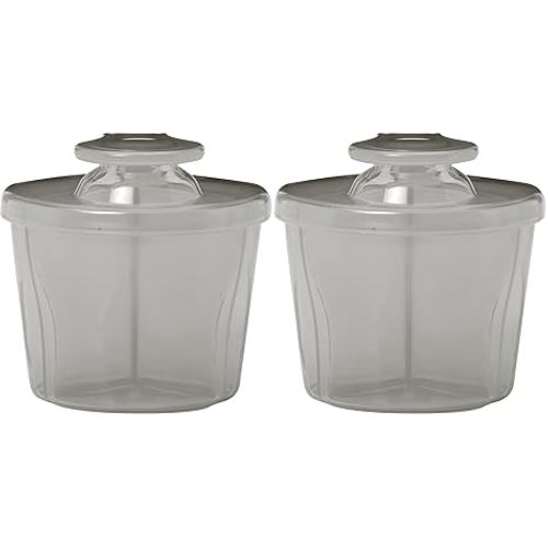 Dr. Brown's Baby Formula Dispenser with Snap-On Lid for On-The-Go Feedings,Milk Powder Dispenser for Traveling with Infant,Gray (Pack of 2)