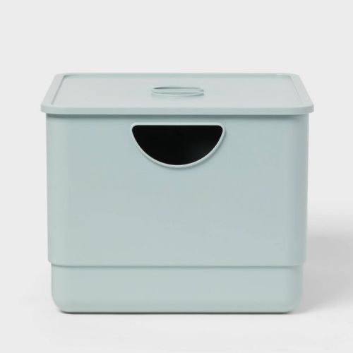 Toy Storage - Kids Storage With Lid Smoke Green - Pillowfort: Stackable Utility Bin, 13.53l, Spot Clean, 2-piece Set