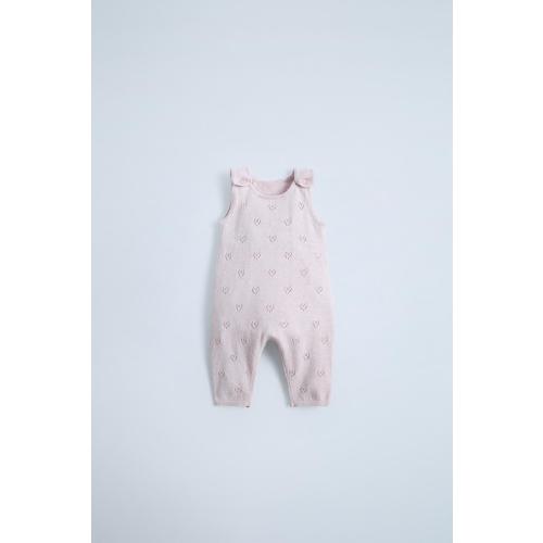 KNIT JUMPSUIT WITH COTTON SILK HEARTS - Pink marl | ZARA United States