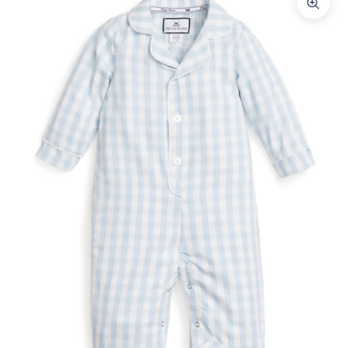 Baby's Twill Romper in Light Blue Gingham