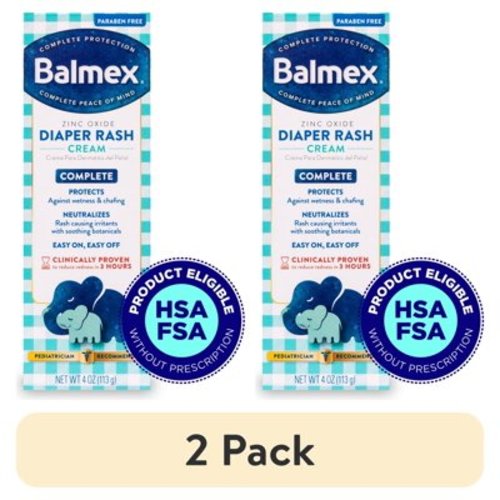 (2 pack) Balmex Complete Protection Baby Diaper Rash Cream with Zinc Oxide & Soothing Botanicals, 4 oz