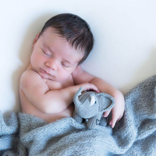 Estella Organic Cotton Handmade Baby Rattle - Elephant