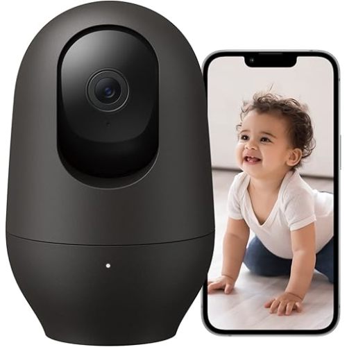 nooie 2K Baby Monitor, Baby Camera Monitor with Phone App, WiFi Indoor Camera for Home Security, AI Motion Tracking, Two-Way Audio, Compatible with Alexa, SD or Cloud Storage