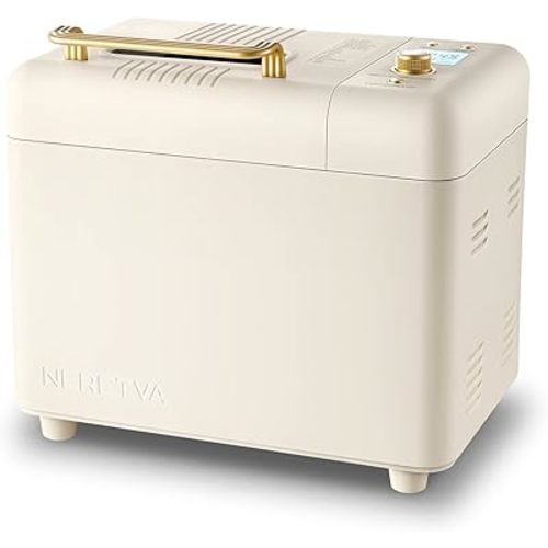Neretva Bread Machine, 2.2LB 15-in-1 Bread Maker, Dual Heater Breadmaker Machine with Auto Nut Dispenser & Nonstick Ceramic Pan, Bread Maker Machine for Gluten Free, Dough Maker, Sourdough, Yogurt