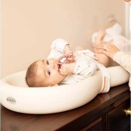 Keekaroo Peanut Changer Baby Vanilla– The Original Made in USA Easy-to-Clean Changing pad and The only Shell Over Foam, Fully Water Repellant