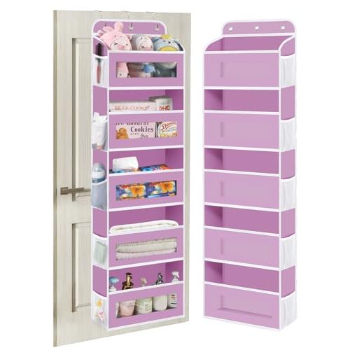 KYEVIS Over The Door Organizer, 5 Shelves Closet Door Hanging Organizer with 10 Mesh Pockets, Nursery Closet Organizer, Baby Essentials, Dorm Room Essentials for Girls